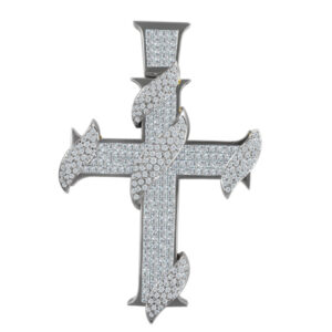 Diamond platinum cross with app. 8.50 carats princess cut diamonds (F-G color, VS clarity)