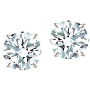 Sparkly and bright diamond studs in 14k white gold 2.41 cts total weight (N-O color, VS2 & I1 clarit