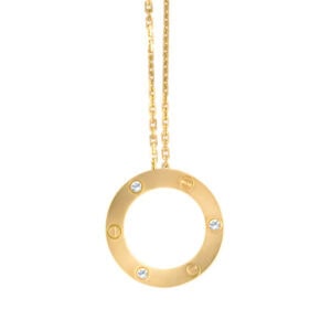 Cartier Love pendant in 18k rose gold with diamonds - complete with chain