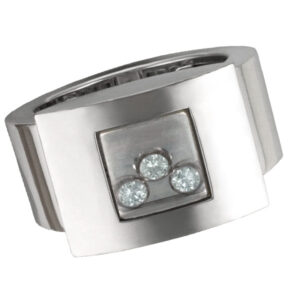 Chopard Happy Diamonds ring in 18k white gold with 3 floating diamonds 0.17ct total