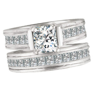 Diamond engagement ring set in 14k white gold. 0.75 ct center diamond (J color, SI1 clarity)