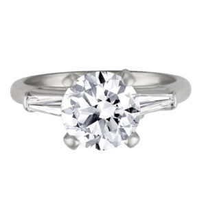 Gia Certified Platinum Ring With A Center Round Diamond With App 1.70 Ct ( Color H, Clarity Si1)