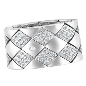 Chanel Metalasse 18k white gold Quilted flexible double rows diamond band