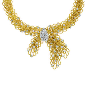 Diamond Twisted Necklace with app 5.75 cts in round diamonds set in 18k yellow  gold