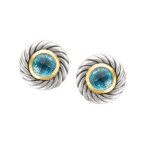 David Yurman blue topaz Color Classics earrings in sterling and 18k