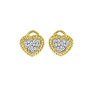 Cassis pave diamond heart earrings in 18k