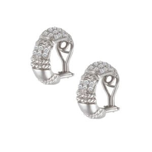 Cassis huggy pave diamond earrings in 18k white gold