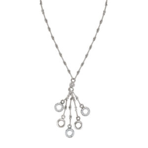 18k white gold pave diamond toggle necklace in 18k white gold