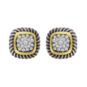 David Yurman Albion pave diamodn earrings in 18k & sterling silver