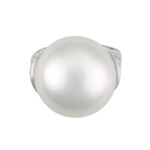 Stunning 18kt white gold ring with 17.8mm South Sea pearl and approx. .99 carats in diamonds