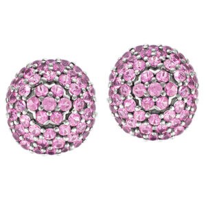 Round pink sapphire earclip in 18k w/g w/app. 9.50 cts in pink sapphires