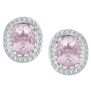 Kunzite and diamond earrings in w/g with 1.65 cts in diamonds and 16.94 cts in kunzite