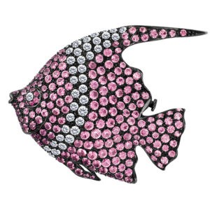 Pink sapphire and diamond fish pin