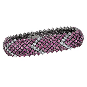 Pink sapphire bracelet with 4.81 cts in diamonds and 22.37 cts in pink sapphires