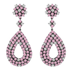 Pink sapphire earring with 1.84 cts in diamonds an9.62 cts in sapphires