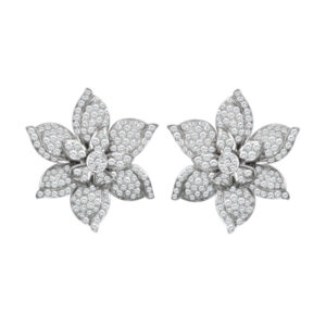 Flower diamond earrings in white gold with 6.90 cts in diamonds