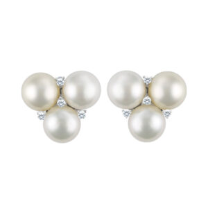 Pearl and diamond earrings in 18k w/g