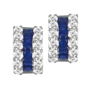 Diamond and sapphire hoop earrings in 18k w/g w/2cts in diamonds & 2.04cts in sapphires