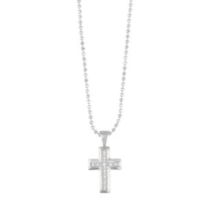 Diamond cross pendant with 0.74 cts in pave diamonds in 14k w/g; add chain for $200