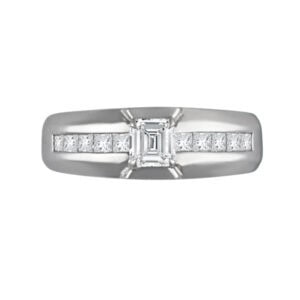 Diamond wedding band with 0.54 ct center dia & 0.65 side diamonds in 14k w/g