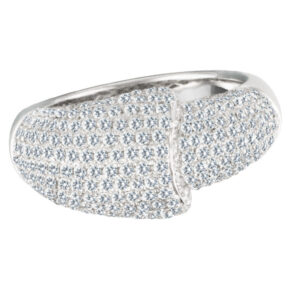 Pave diamond ring with 1.37 cts in diamonds in 18k white gold