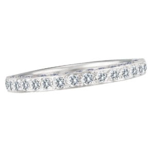 Semi-eternity wedding band with 1.50 cts in pave diamonds in 18k w/g