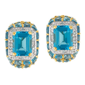 Blue topaz & diamond earrings in 14k