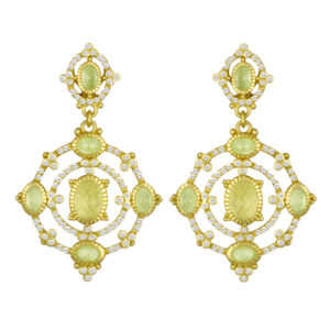 Judith Ripka 18K Gold Canary Crystal 2.40 CT Diamond Garland Chandelier Earrings