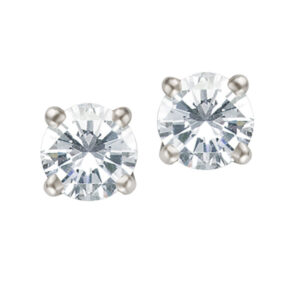 Diamond Studs set in 14k white gold, app. 1.10 carat in G color I1 clarity diamonds