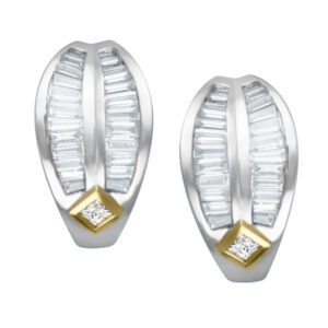 Diamond earrings with appr. 1.1CT baguet diamonds in 18k gold