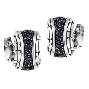 John Hardy Sterling Silver And Black Sapphire Cufflinks Ref. Mbs2156cb