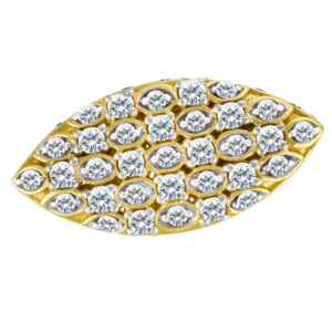 Oval Diamond ring in 14k yellow gold. 0.93 cts in pave set diamonds. Size 7.