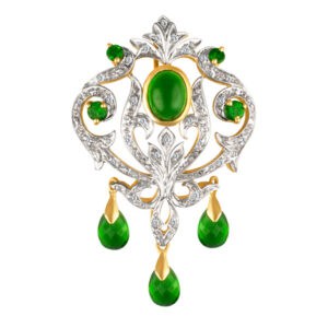 Vintage pendant in 14k with tsavorite and diamond accents