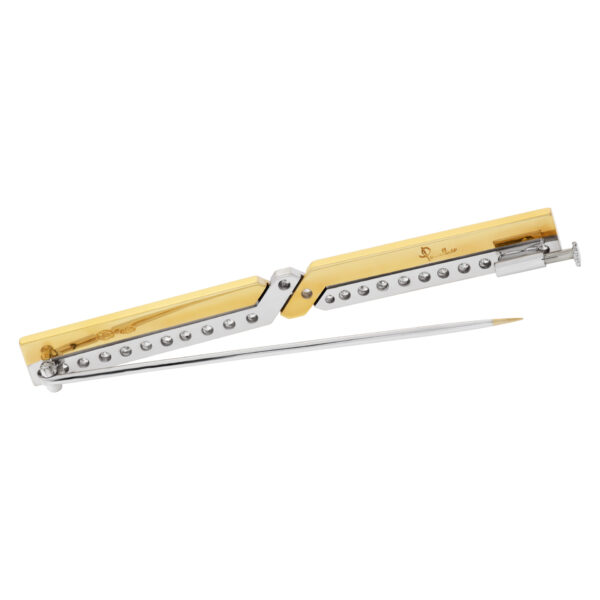 Pomelatto lightning bolt pin in 18k white & yellow gold with app 0.75 cts in diamonds