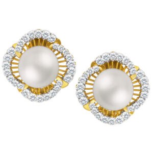 South Sea Pearl & diamond earrings in 18k