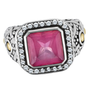 John Hardy Ring In Sterling Silver With 18k Yellow Gold Accents And Pink Topaz