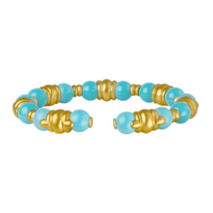 Caprice Turquoise open bracelet in 18k yellow gold