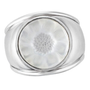 Lalique ring in sterling silver  with a crystal flower