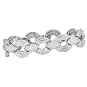 Diamond circle link bracelet in 18k white gold and 10.82 carats