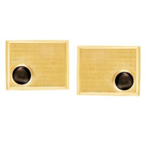 Rectangular florentine finish cufflinks w round Cat's eye accents in 14k