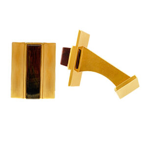 Gent's Tiger Eye 18k Yellow Gold Cufflinks