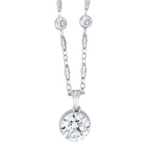 Gia Certified 3.21cts U-V Color Vvs-2 Clarity Set In A 14k Bezel On A 14k Necklace