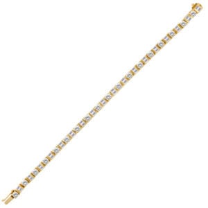 Round and Baguette diamond bracelet set in 18k yellow gold with app 7 cts