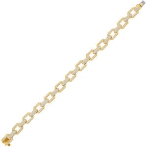 Oval link diamond bracelet set in 18k yellow gold with 3.18cts in round diamonds