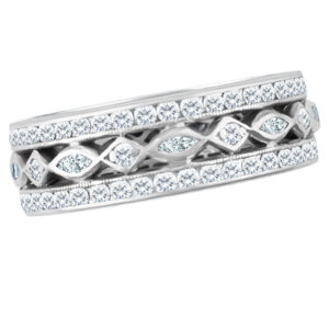 Platinum Diamond eternity band With Round And Marque Diamonds Approximate 2.09 Ct