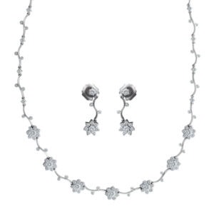 Diamond necklace & earring set in 18k white gold