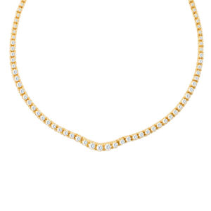 Elegant Riviera diamond necklace in 14k yellow gold. 5 carats in diamonds