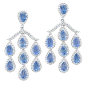 Blue sapphire & diamond earrings