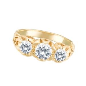 "Past, present, future" ring in 14k yellow gold. 0.50 carat center diamond (I-J, SI)