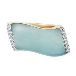 Vhernier 18k white gold "Onda" with aquamarine, MOP & 0.25 cts in diamonds